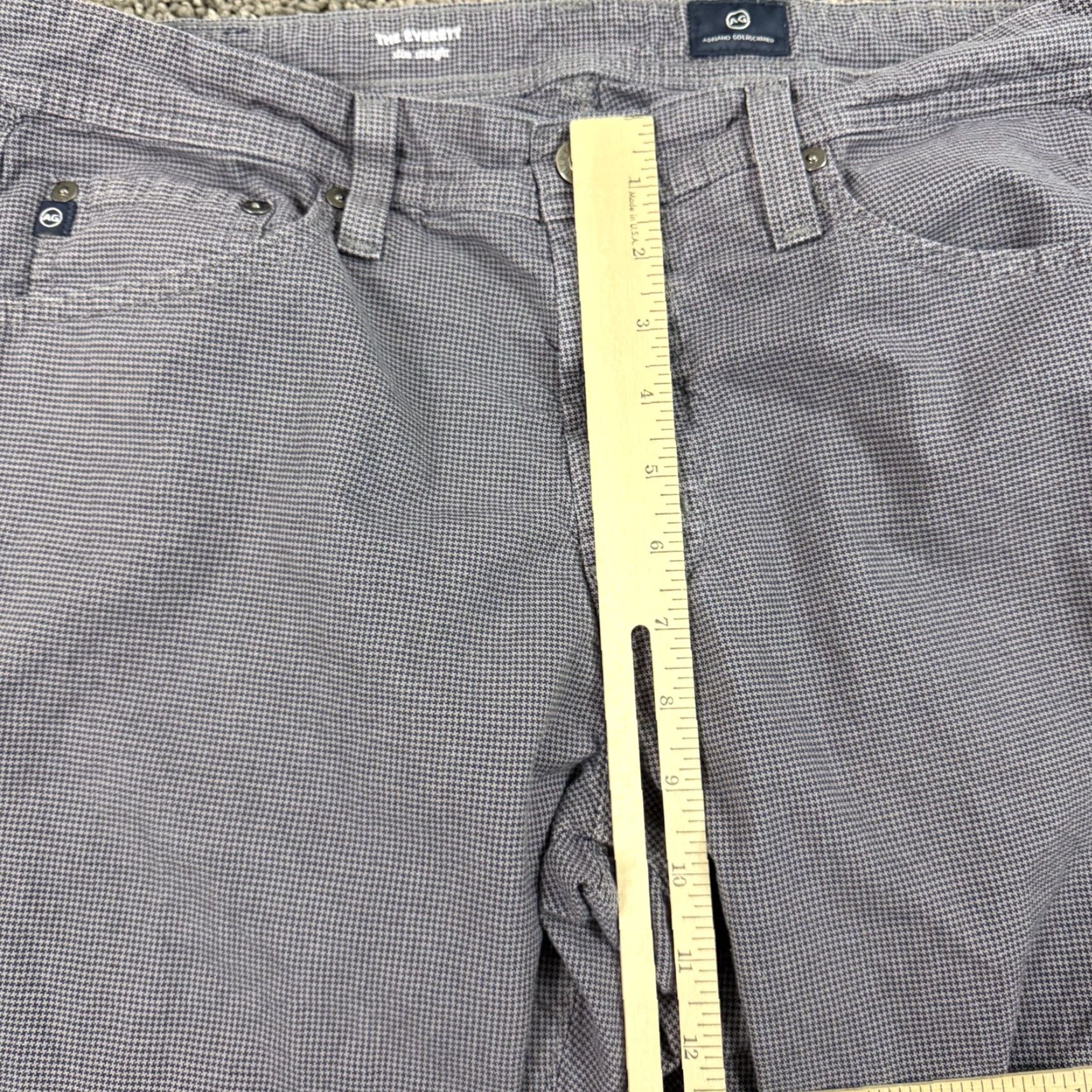 Vintage AG Adriano Goldschmied The Everett Pants Men Slim Straight Gray Houndstooth Check 32x32 Chino Stretch Preppy Size US 32 / EU 48 - 4 Thumbnail