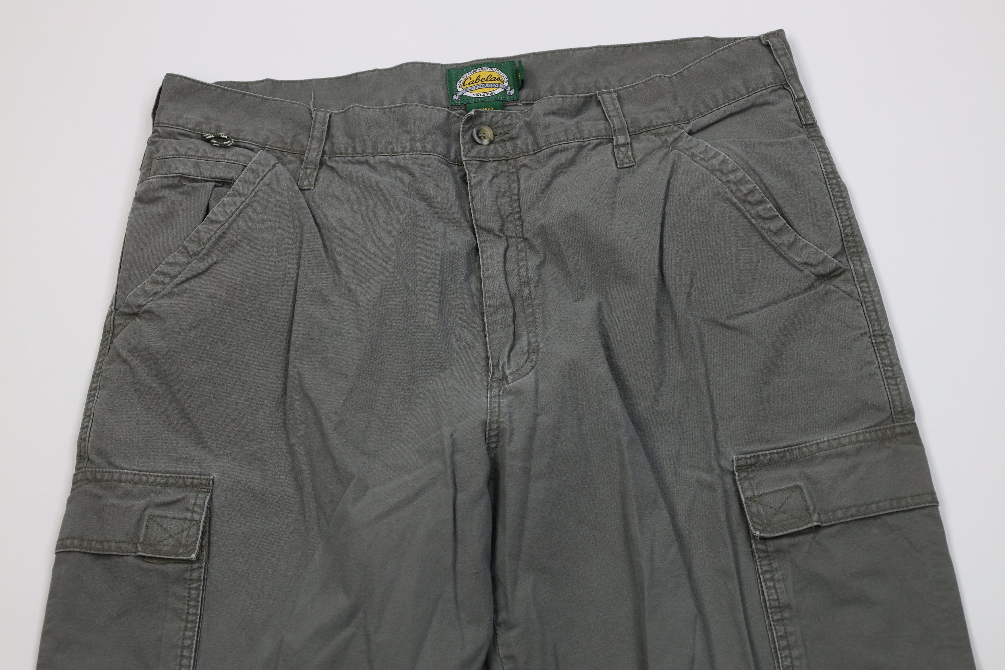 Cabelas Vintage 90 Y2K Cabelas Wide Leg Cargo Pants Green Cotton Size US 36 / EU 52 - 2 Thumbnail