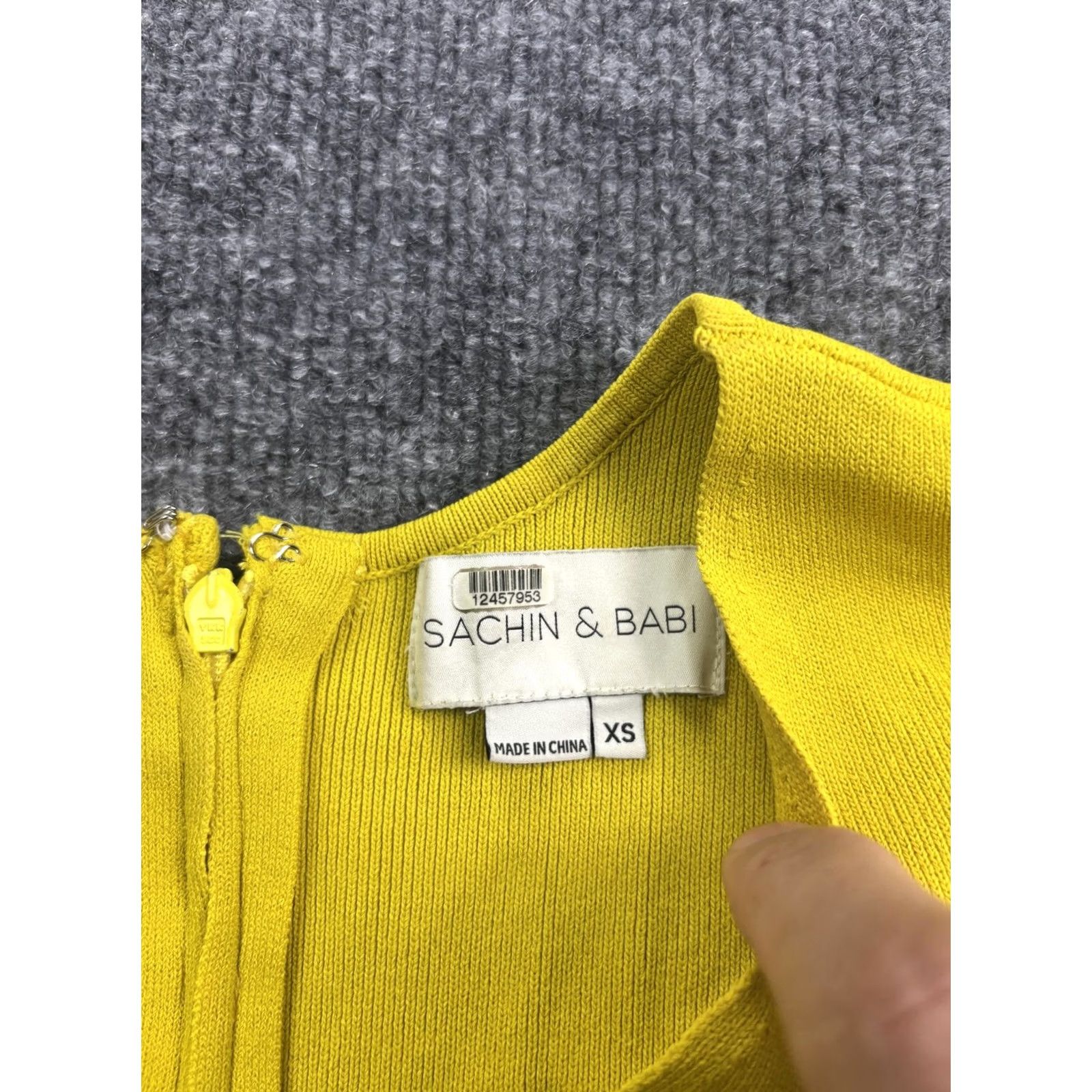 Sachin & Babi SACHIN & BABI Dress Womens XS Yellow V Neck Pleated Belted Striped Sundress Midi Size XS / US 0-2 / IT 36-38 - 2 Thumbnail