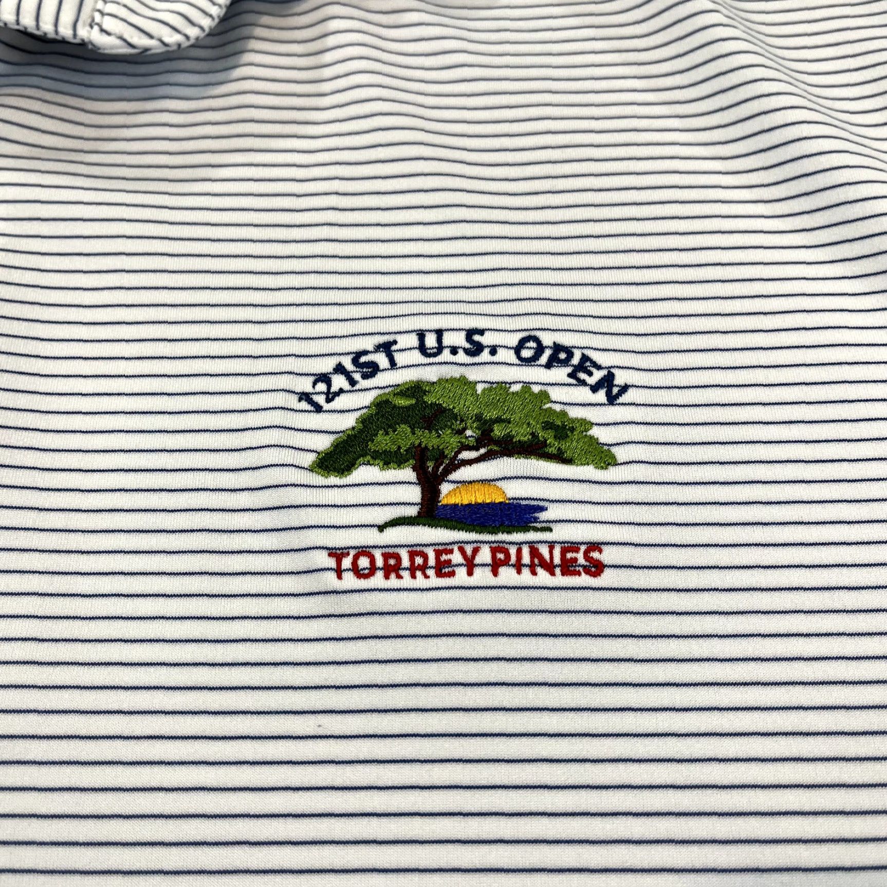 johnnie-O JOHNNIE-O Polo Shirt Mens XL White Blue Striped TORREY PINES 121st US Open Golf Size US XL / EU 56 / 4 - 2 Thumbnail