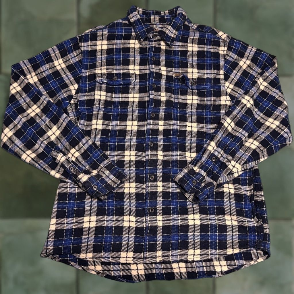 Orvis Orvis Heavy Flannel Shirt Shacket Blue Plaid Button-Up Long Sleeve Mens L Regular Button Pockets Casual Outdoor 90s? Size US L / EU 52-54 / 3 - 1 Thumbnail
