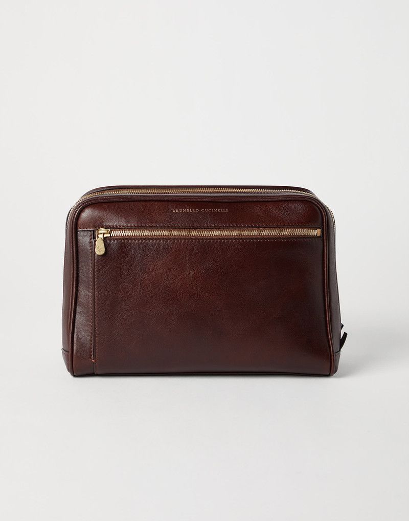 Brunello Cucinelli o1la1rc1a0326 Size: OS / Calfskin Beauty Case in Brown Size ONE SIZE - 1 Thumbnail