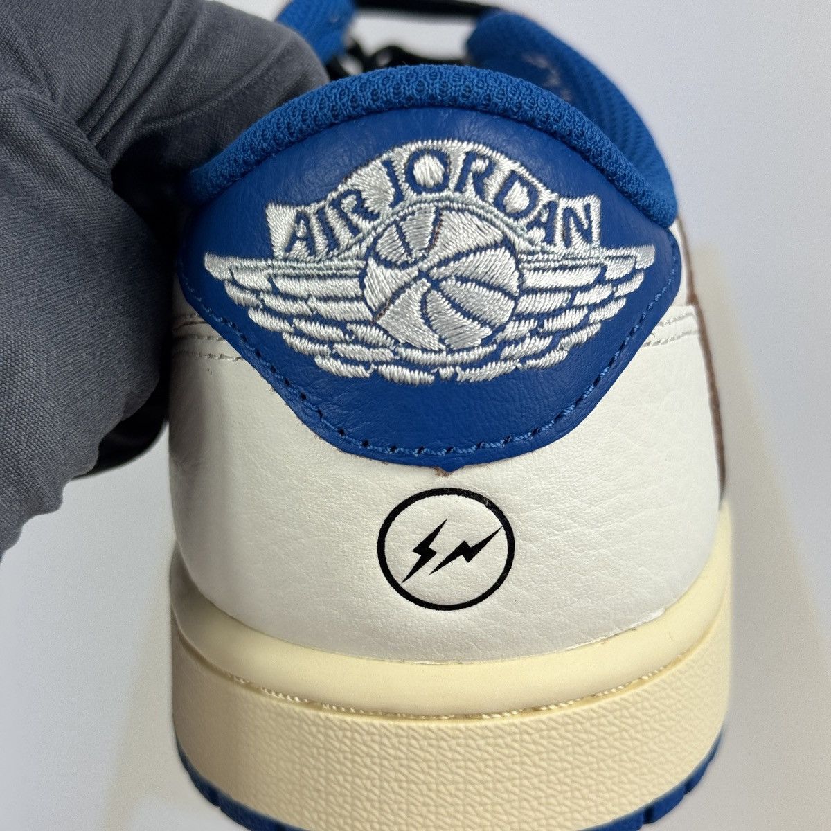 Fragment Design × Nike × Travis Scott JORDAN 1 RETRO LOW OG SP SAIL MILITARY BLUE SNEAKERS Size US 8 / EU 41 - 11 Thumbnail