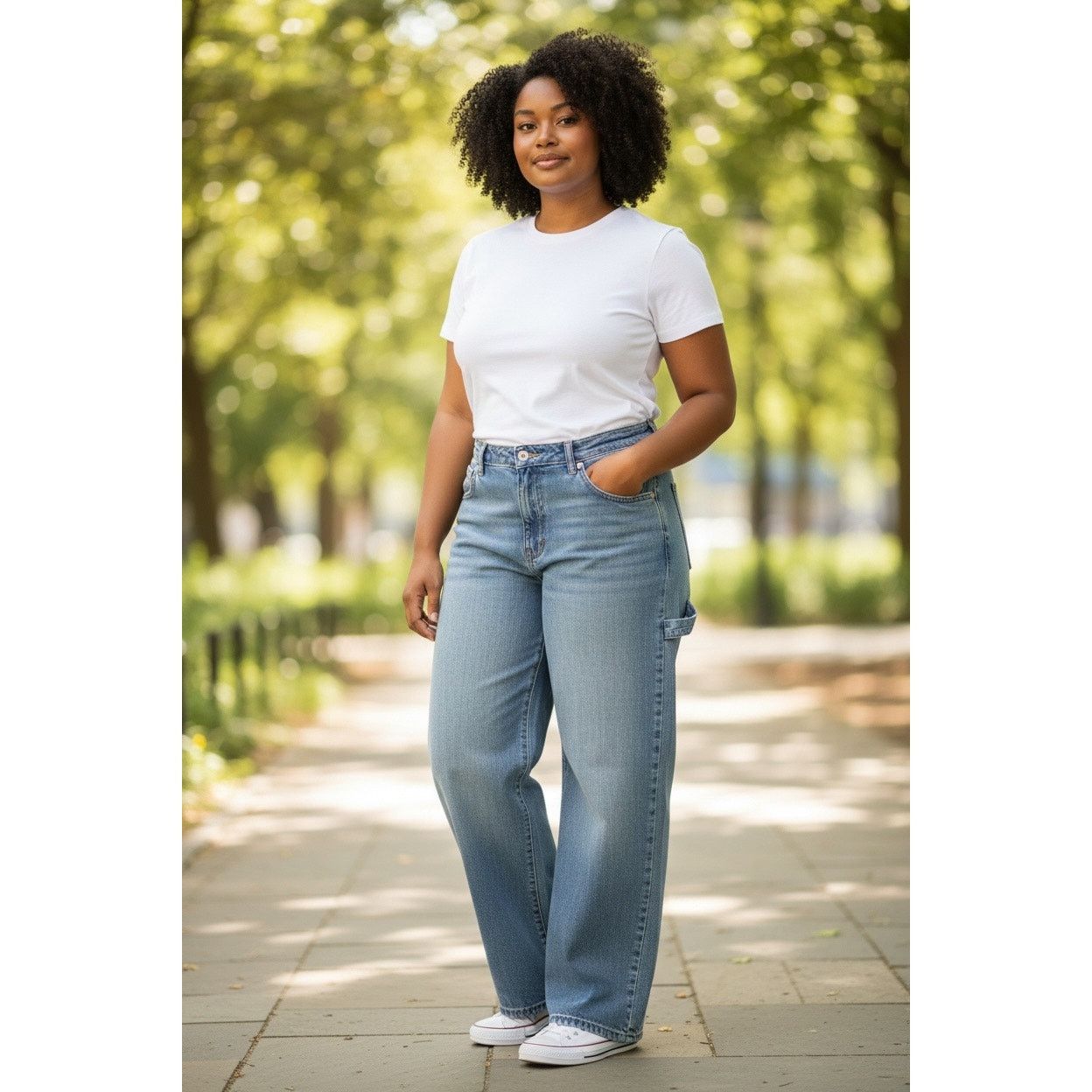The Unbranded Brand Low-Rise Baggy Jeans Size 17/R Light Blue Inseam 17/31” Size 31" - 2 Thumbnail