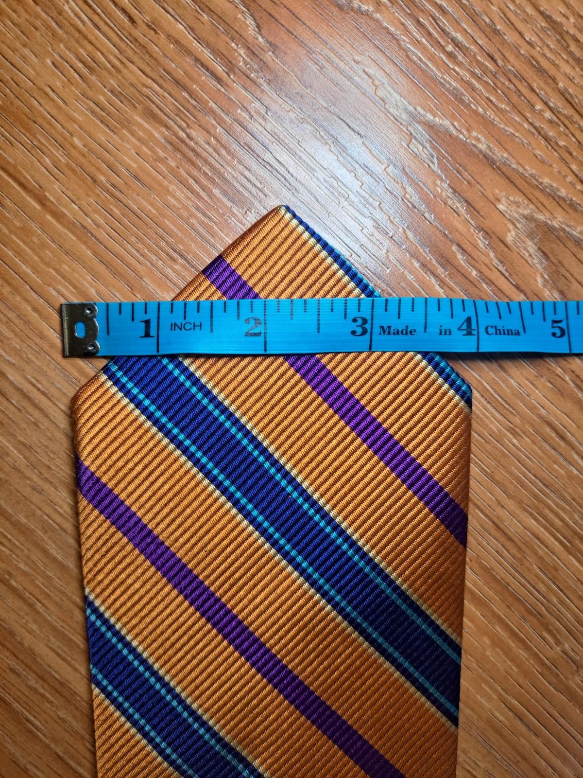 Robert Talbott Robert Talbott Silk Tie Orange Multicolor Striped Wide Size ONE SIZE - 8 Thumbnail