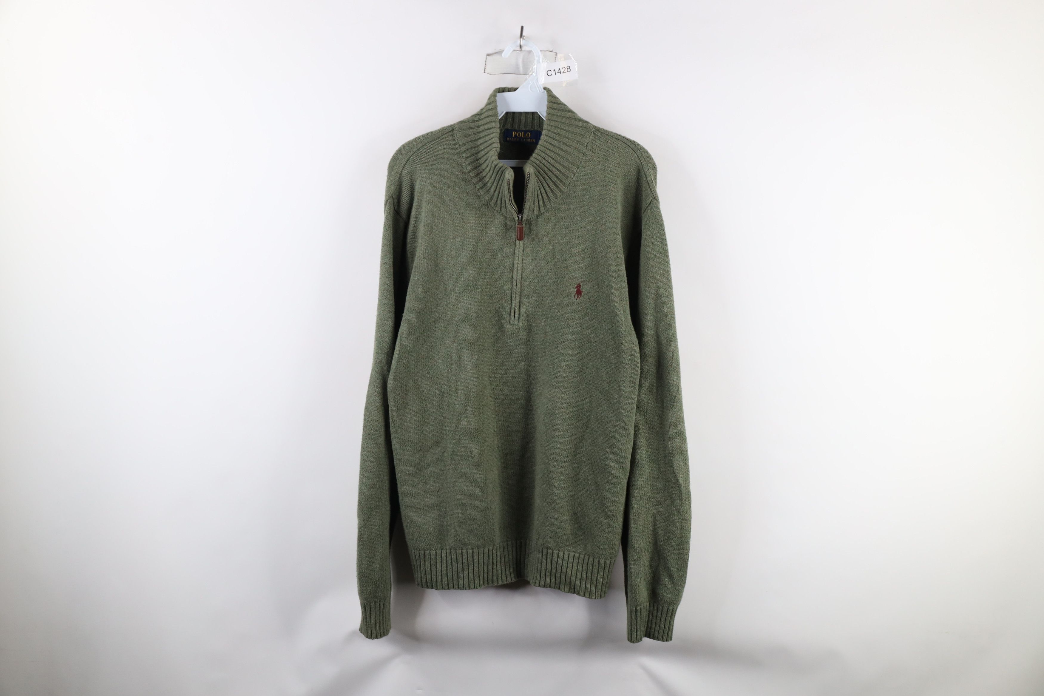 Ralph Lauren × Vintage Vintage Ralph Lauren Knit Half Zip Pullover Sweater Green Size US L / EU 52-54 / 3 - 1 Thumbnail