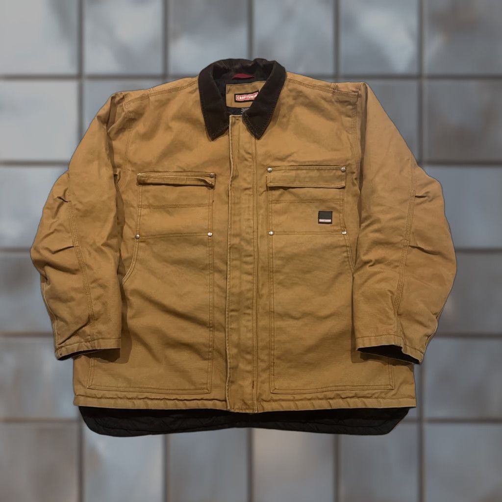 Vintage VINTAGE Craftsman Brown Workwear Chore Jacket Bomber Jacket 2XL Men HTF Rare 00’s Y2K Cotton Size US XXL / EU 58 / 5 - 1 Thumbnail