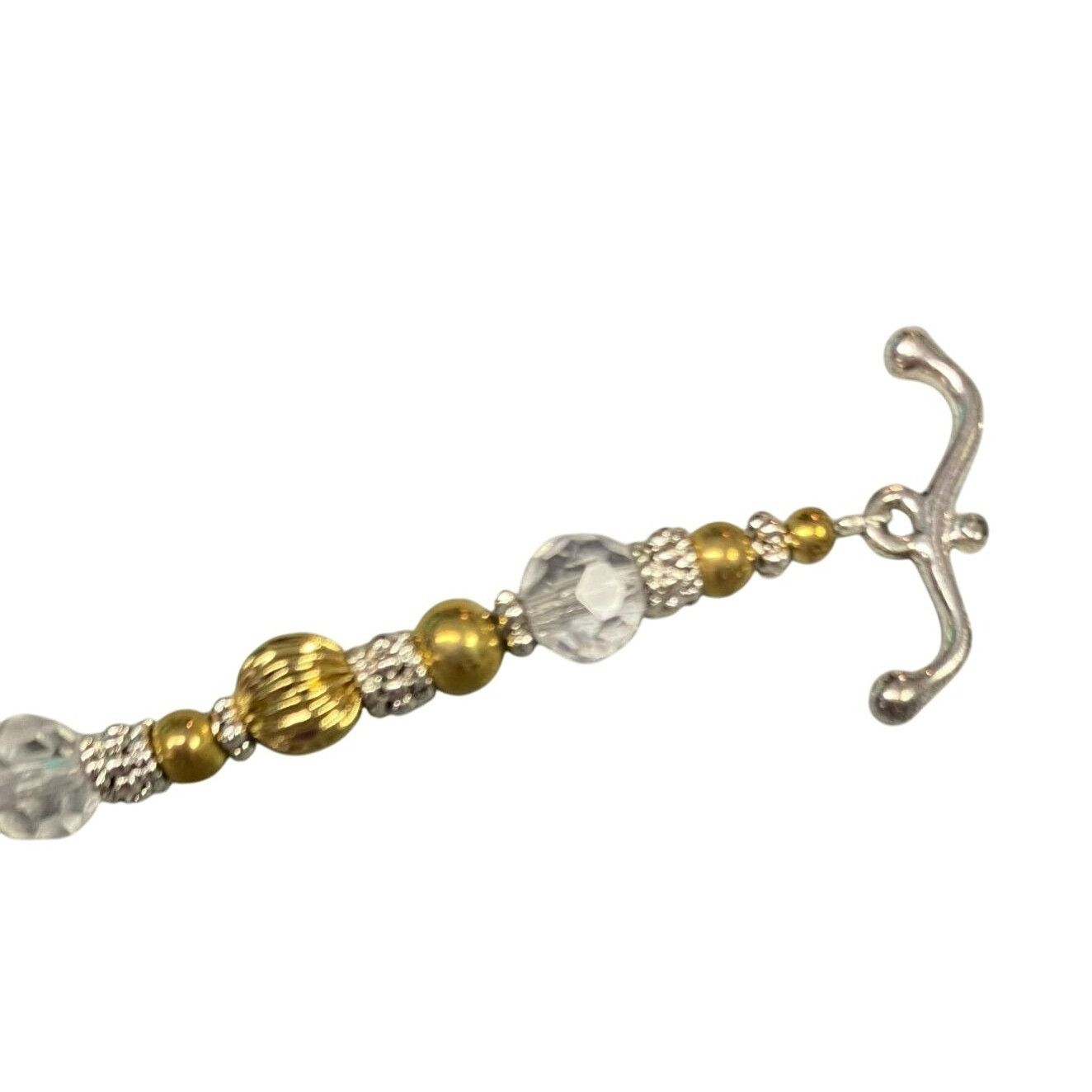 Other Gold Silver and Clear Beaded Mom Bracelet With Heart Toggle Size ONE SIZE - 6 Thumbnail