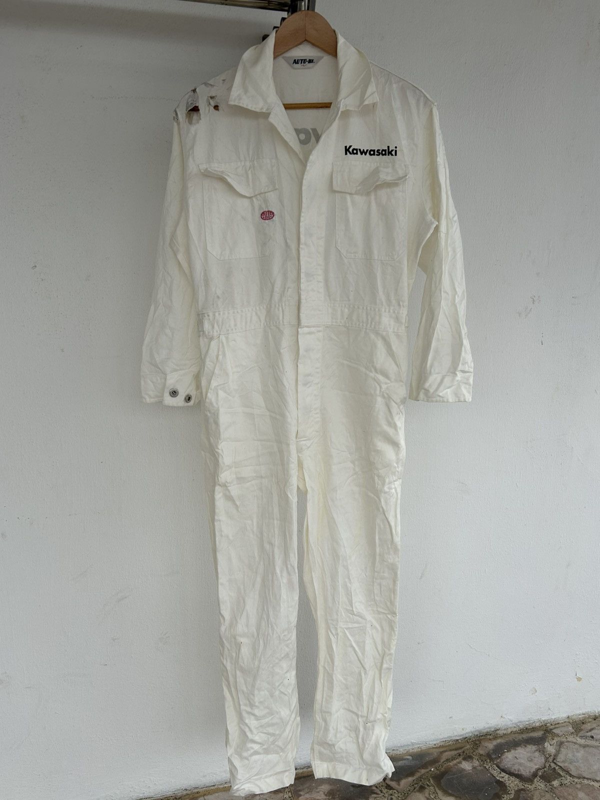 Japanese Brand Kawasaki Team Racing Japan Vintage White Coverall Size US 31 - 2 Thumbnail