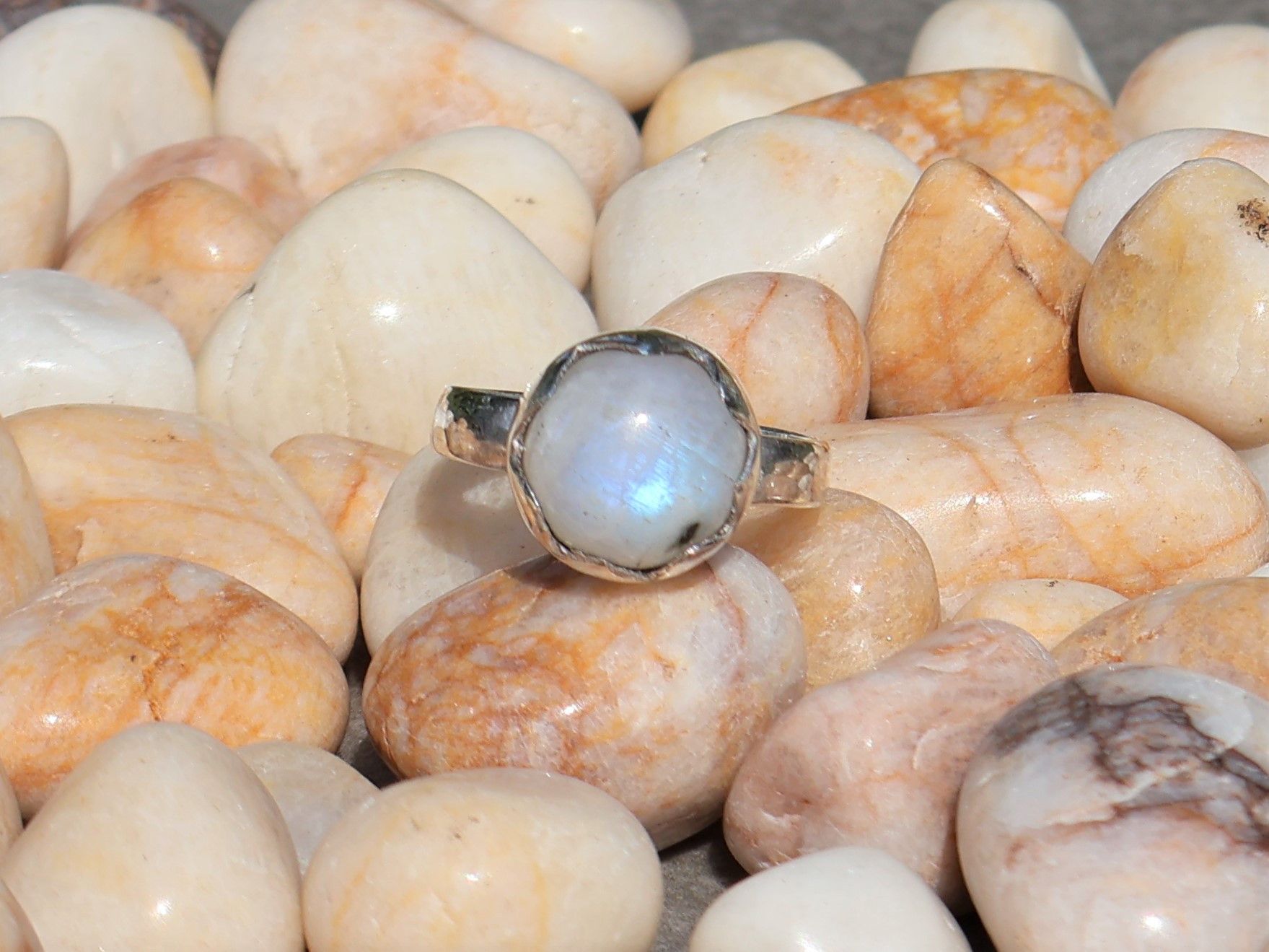 Handmade Rainbow Moonstone Ring, Sterling Silver Ring, Handmade Ring Size ONE SIZE - 2 Thumbnail