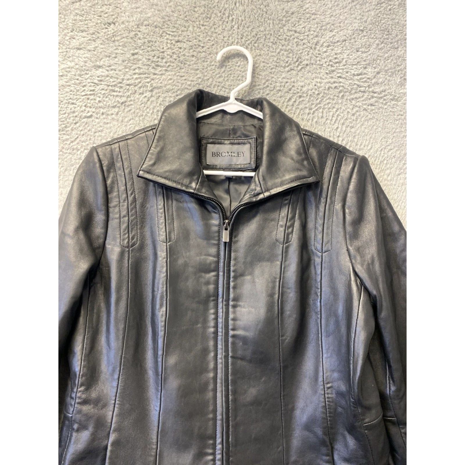 Vintage Bromley Weekend Womens Black Leather Blazer Jacket Long Sleeve L /53-46 Size L / US 10 / IT 46 - 2 Thumbnail