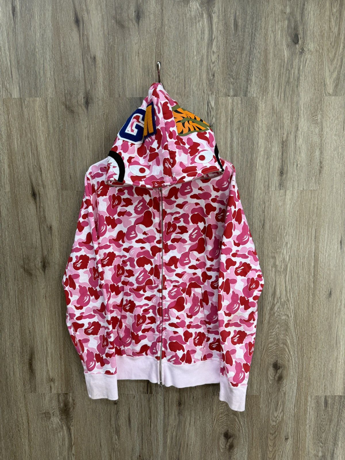 BAPE ABC DOT SHARK FULL ZIP HOODIE PINK Pink Bape Shark Hoodie