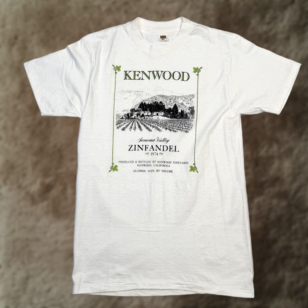 Hanes VINTAGE Hanes Shirt Mens M White Kenwood Zinfandel Sonoma Valley Tee 70s Size US M / EU 48-50 / 2 - 1 Thumbnail