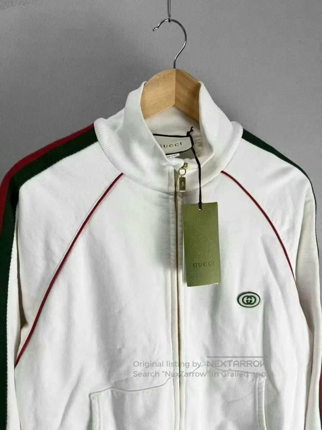 Gucci Gucci White Zip Jacket with Green Red Stripes. Size US XS / EU 42 / 0 - 2 Thumbnail