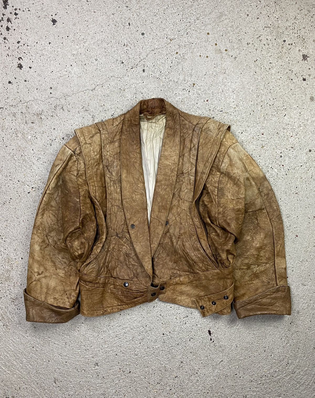 Japanese Brand Japan style leather bomber jacket brown avant garde Size M / US 6-8 / IT 42-44 - 3 Thumbnail