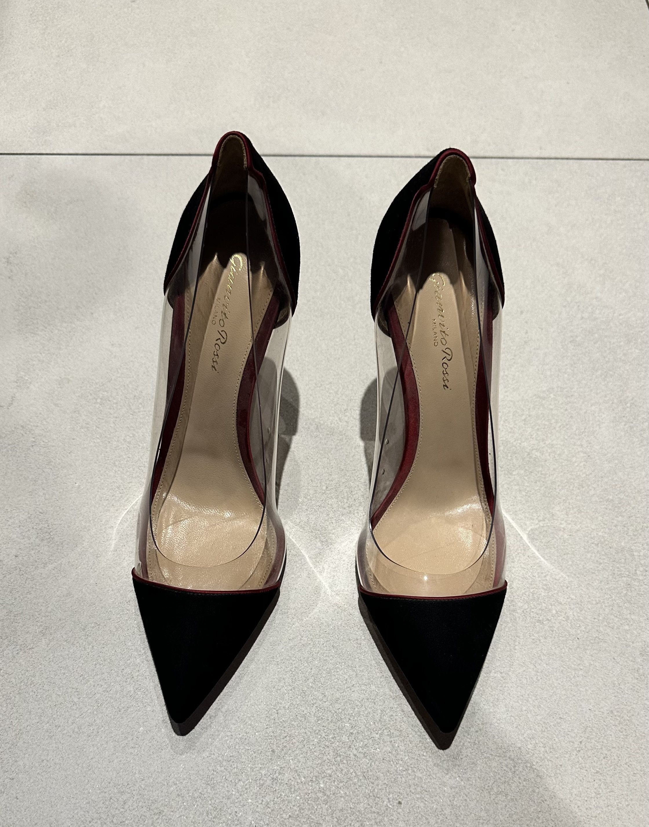Gianvito Rossi Gianvito Rossi Plexi 85 suede trim and PVC pumps Size US 9.5 / IT 39.5 - 1 Thumbnail