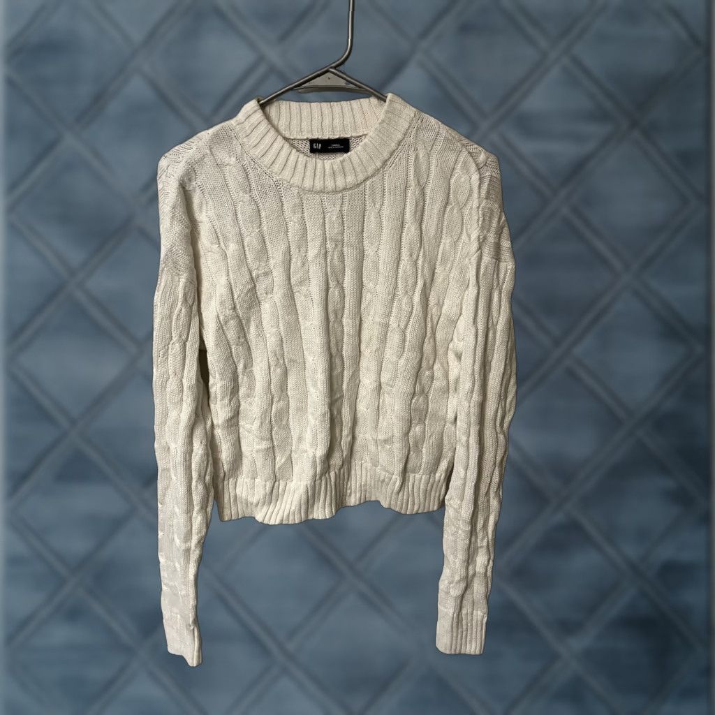 Gap Gap Sweater White Cable-Knit Cropped Size S Women Pullover Knit Shirt (Adult)| Womens Size S / US 4 / IT 40 - 1 Thumbnail