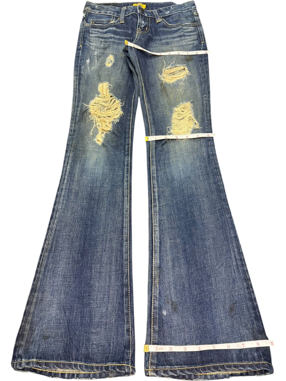 MOUSSY Vintage Moussy Faded Wash Distress Low Rise Flare Jeans Size 26" / US 2 / IT 38 - 8 Thumbnail