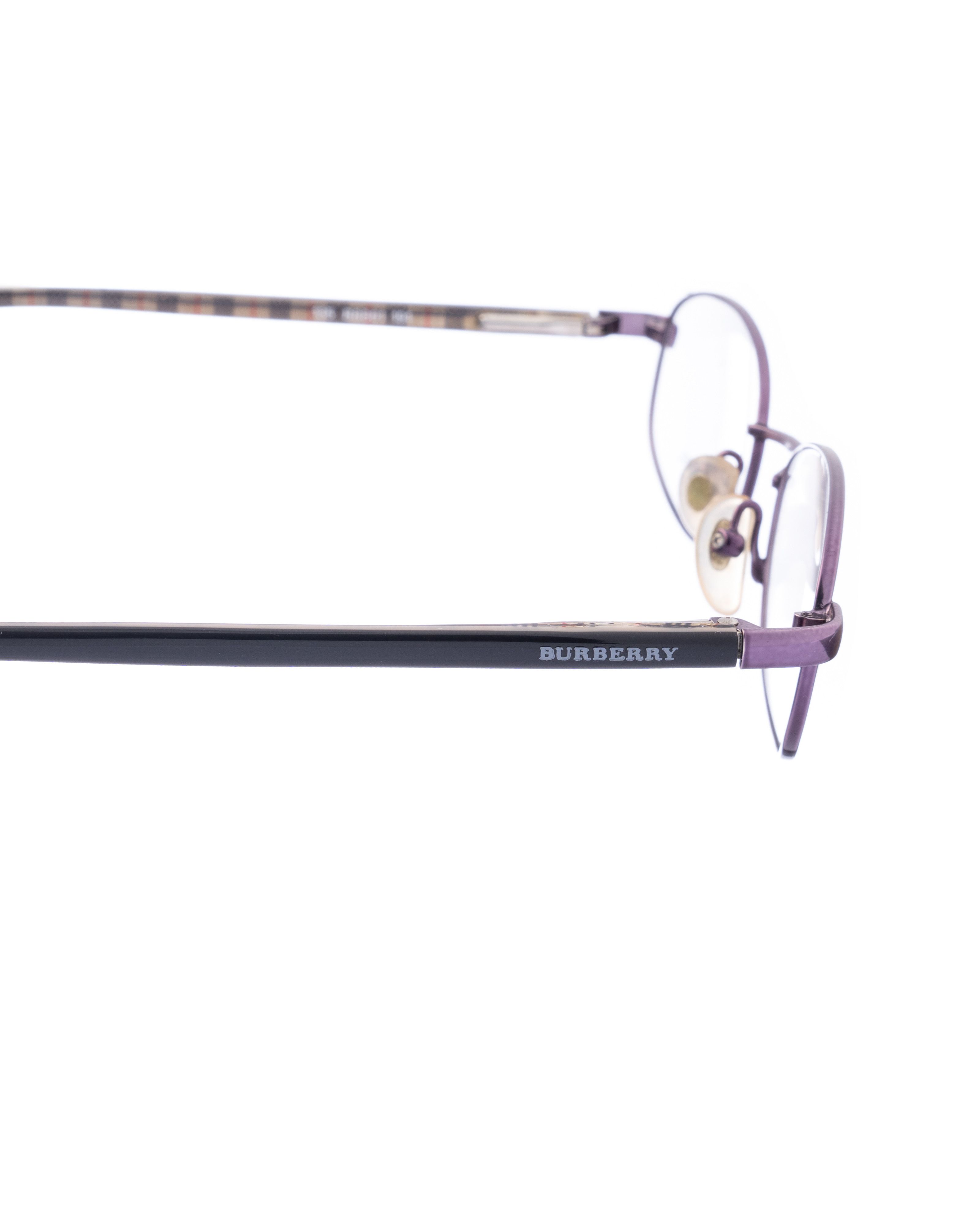 Burberry Burberry 90s Dark Violet Oval Checked Glasses Size ONE SIZE - 4 Thumbnail