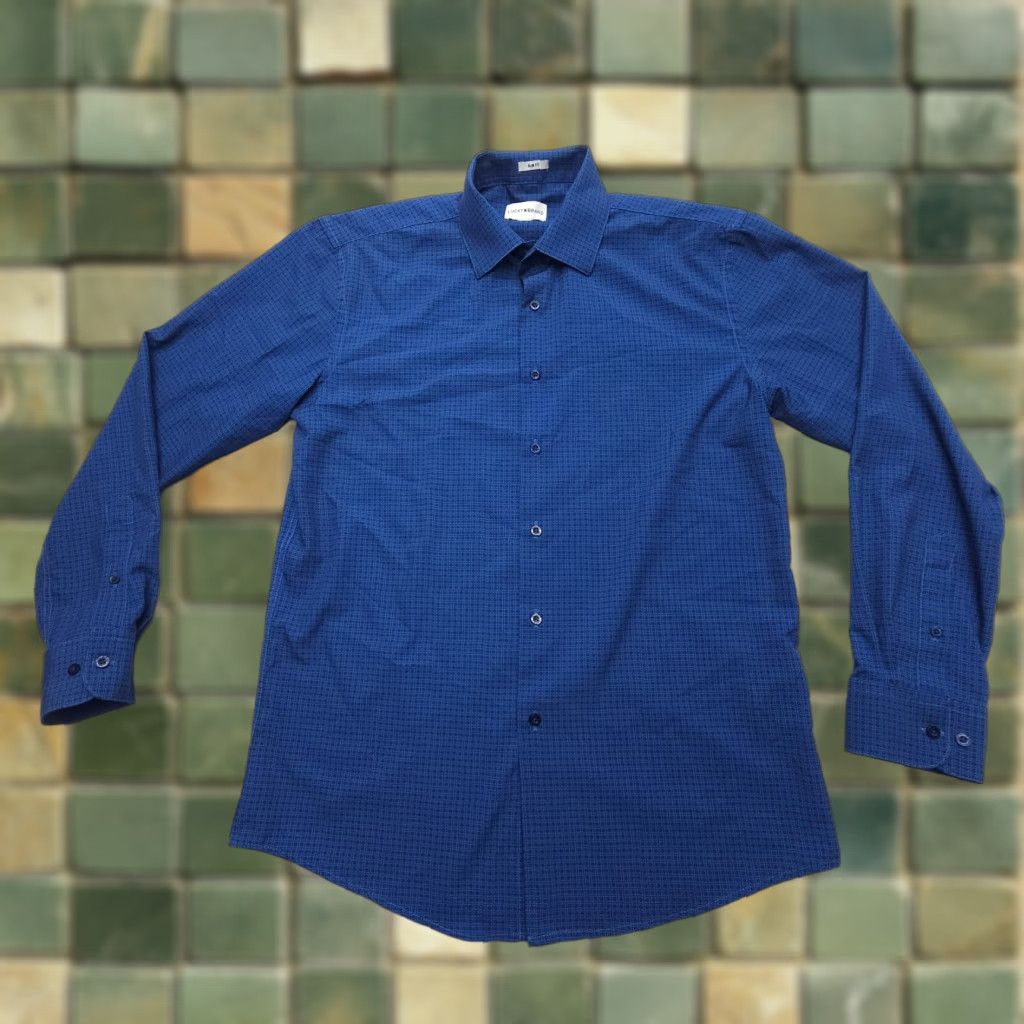 Lucky Brand Lucky Brand Shirt Mens Medium Slim 4 Way Stretch Long Sleeve Button Blue Print Size US M / EU 48-50 / 2 - 1 Thumbnail