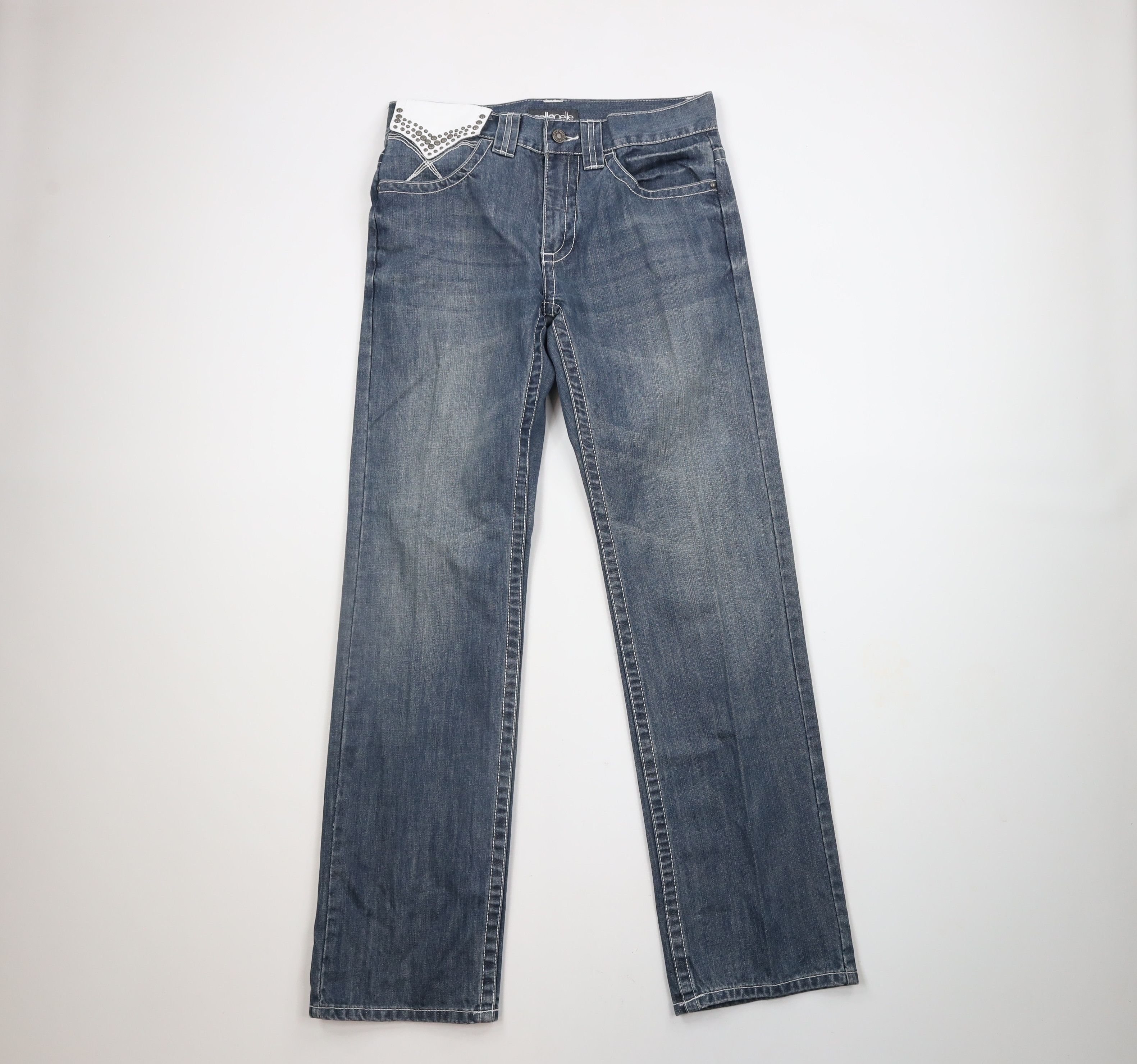 Pelle Pelle × Vintage Vintage Pelle Pelle Leather Trim Thick Stitch Denim Jeans Size US 32 / EU 48 - 1 Thumbnail