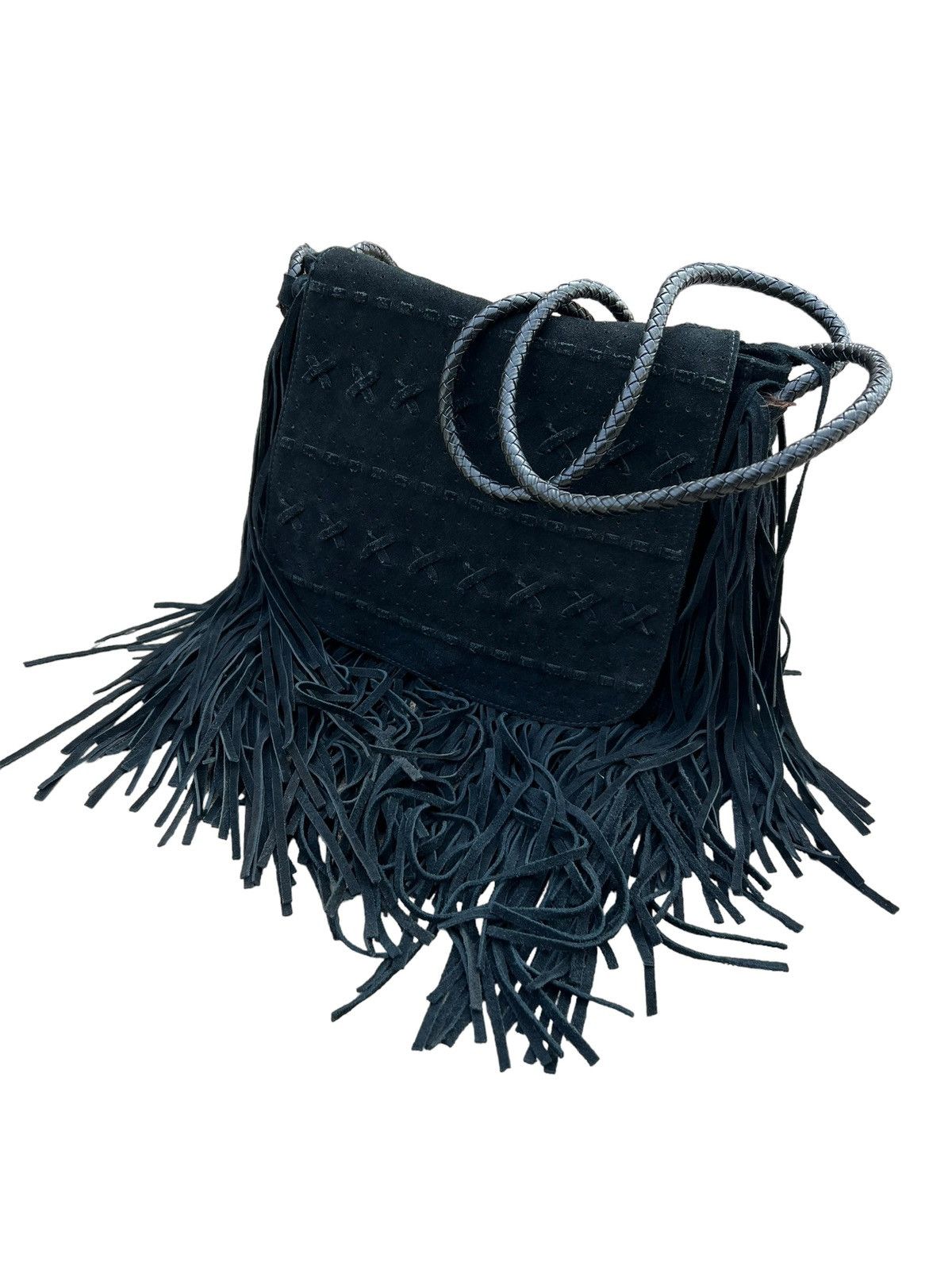Leather Memory of Tomorrow Japan Black Suede Leather Fringe Bag Size ONE SIZE - 22 Thumbnail