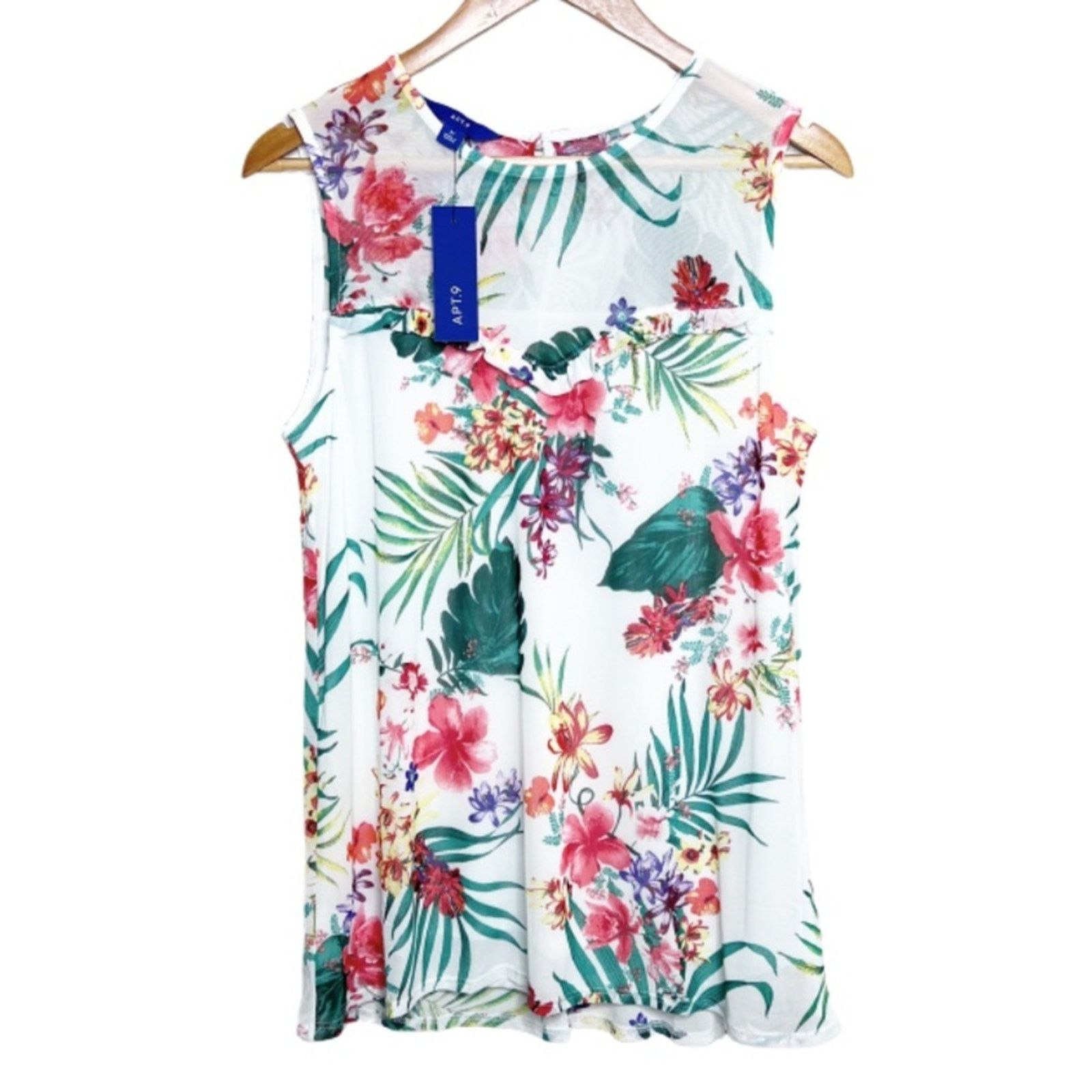 Apt. 9 New with Tag Women’s APT 9 Tropical Print Ruffle Tank Top Size M / US 6-8 / IT 42-44 - 1 Thumbnail