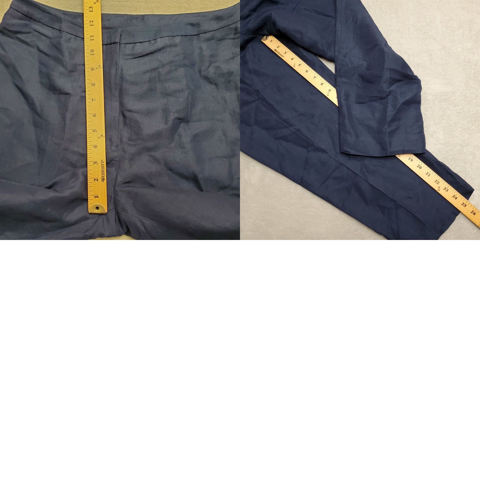 Vintage VINTAGE Jones Wear Navy Blue Linen Blend Flat Front Pants Womens 12 Casual Size 34" / US 12 / IT 48 - 8 Thumbnail