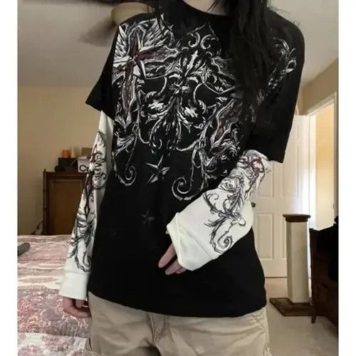 Individualized Shirts Women Print Patchwork Long Sleeve T-Shirts Size US M / EU 48-50 / 2 - 1 Thumbnail