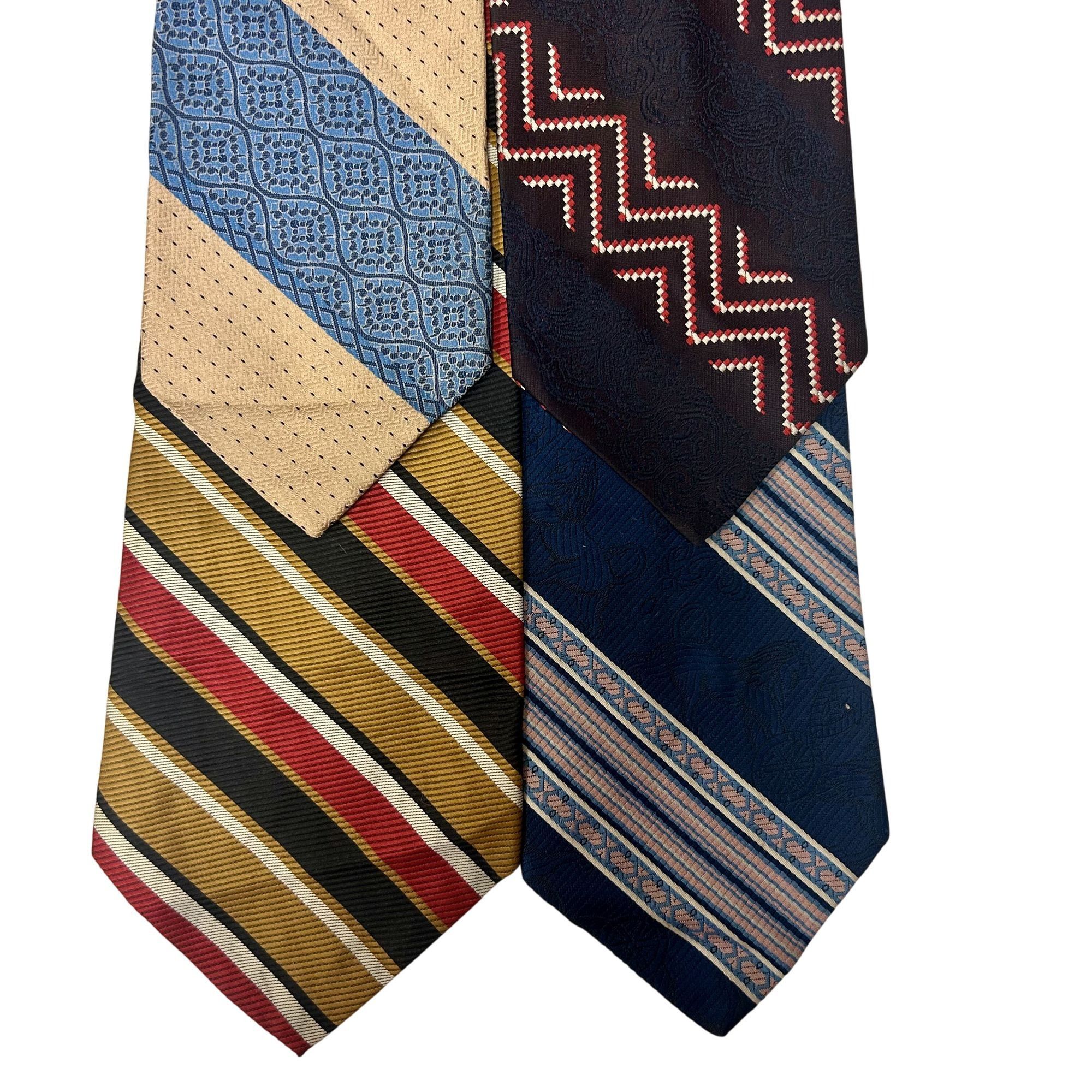 Other 4 pc 70's DISCO Necktie LOT MoD RETRO Wide TEXTURED Neck Tie Size ONE SIZE - 1 Thumbnail
