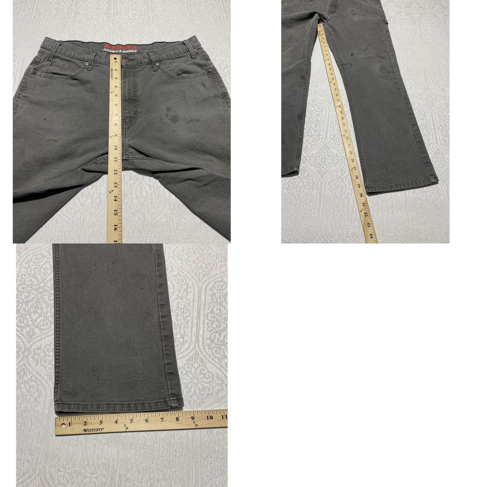 Dickies Dickies Pants Mens 36x30 Gray Workwear Carpenter Cotton Spandex Stretch Pockets Utility Regular Straight 5-Pocket Jeans Zip Fly Grenge? Size US 36 / EU 52 - 8 Thumbnail
