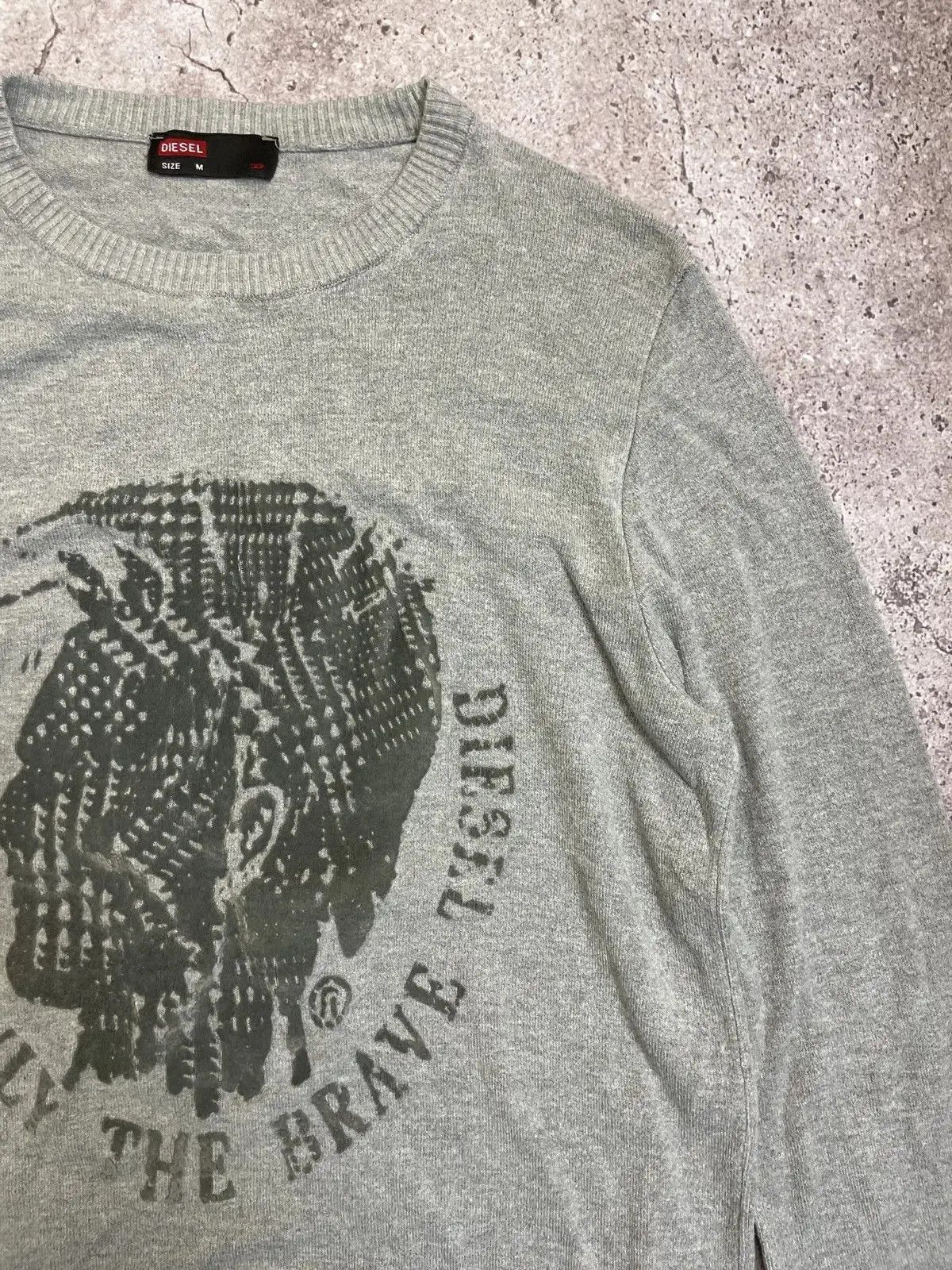 Diesel Vintage Diesel “Only The Brave” Gray Knit Sweater Size M Size US M / EU 48-50 / 2 - 2 Thumbnail