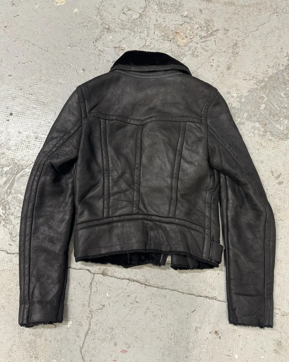 Vintage 2000s Plein Sud Faycal Amor Black Shearling Leather Asymmetrical Jacket Size M / US 6-8 / IT 42-44 - 3 Thumbnail