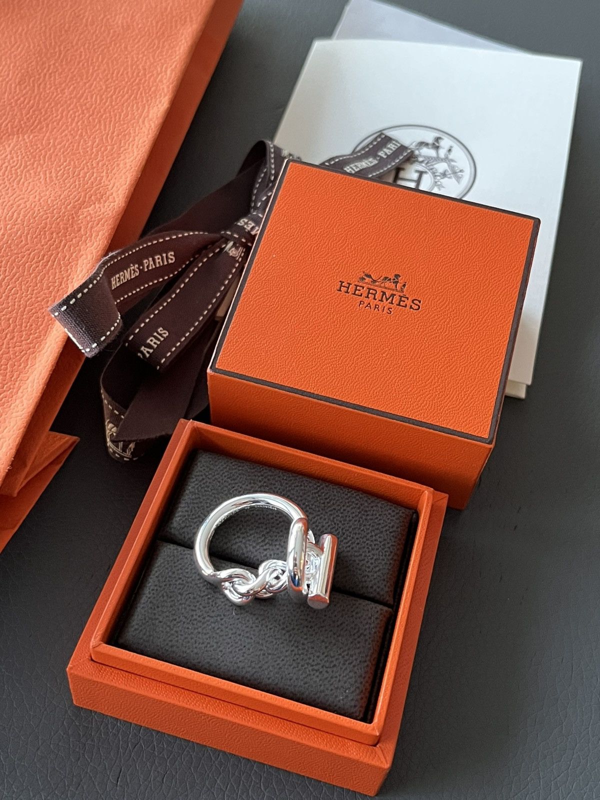 Hermes Rare Brand New Hermes Iconic Croisette Logo Ring 59 Size ONE SIZE - 11 Thumbnail