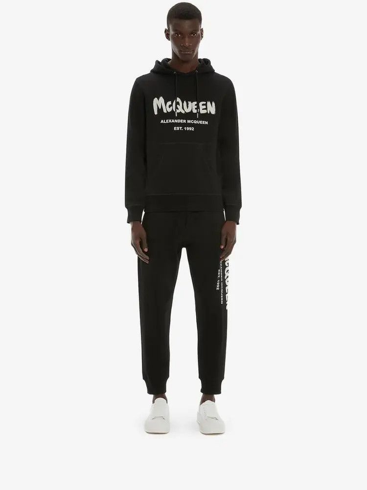 Alexander McQueen o1w1db10925 Graffiti Hooded Sweatshirt in Black Size US L / EU 52-54 / 3 - 2 Thumbnail