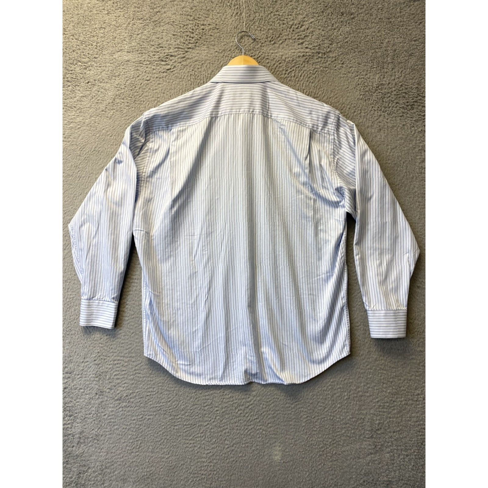 Canali VINTAGE Canali Dress Shirt Men's Blue 16.5 Regular Long Sleeve Button Striped Formal Size 42R - 5 Thumbnail