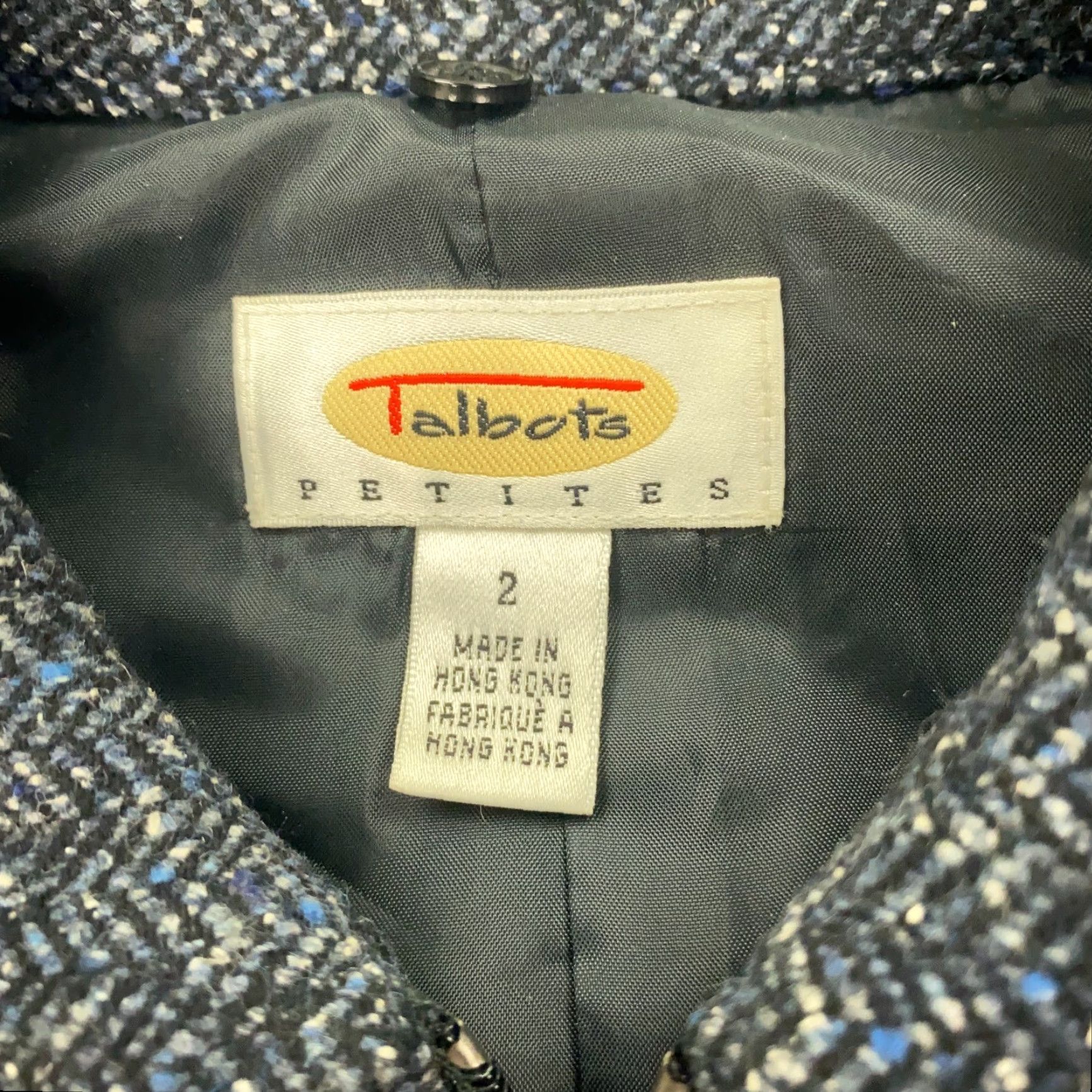 Talbots VINTAGE Talbots Petites Jacket Womens Size 2P Gray Herringbone Tweed Full Zip Wool Blend Lined Pockets 2P Womens Jacket 90s? Size XS / US 0-2 / IT 36-38 - 3 Thumbnail