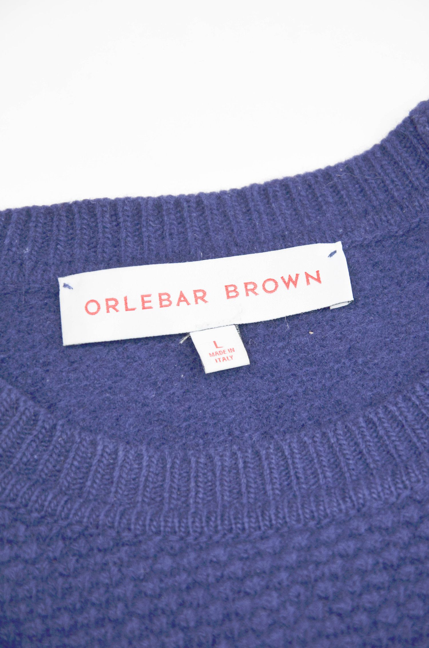 Orlebar Brown ORLEBAR BROWN Waffle Knit Lambswool Navy Sweater - L Size US M / EU 48-50 / 2 - 7 Thumbnail