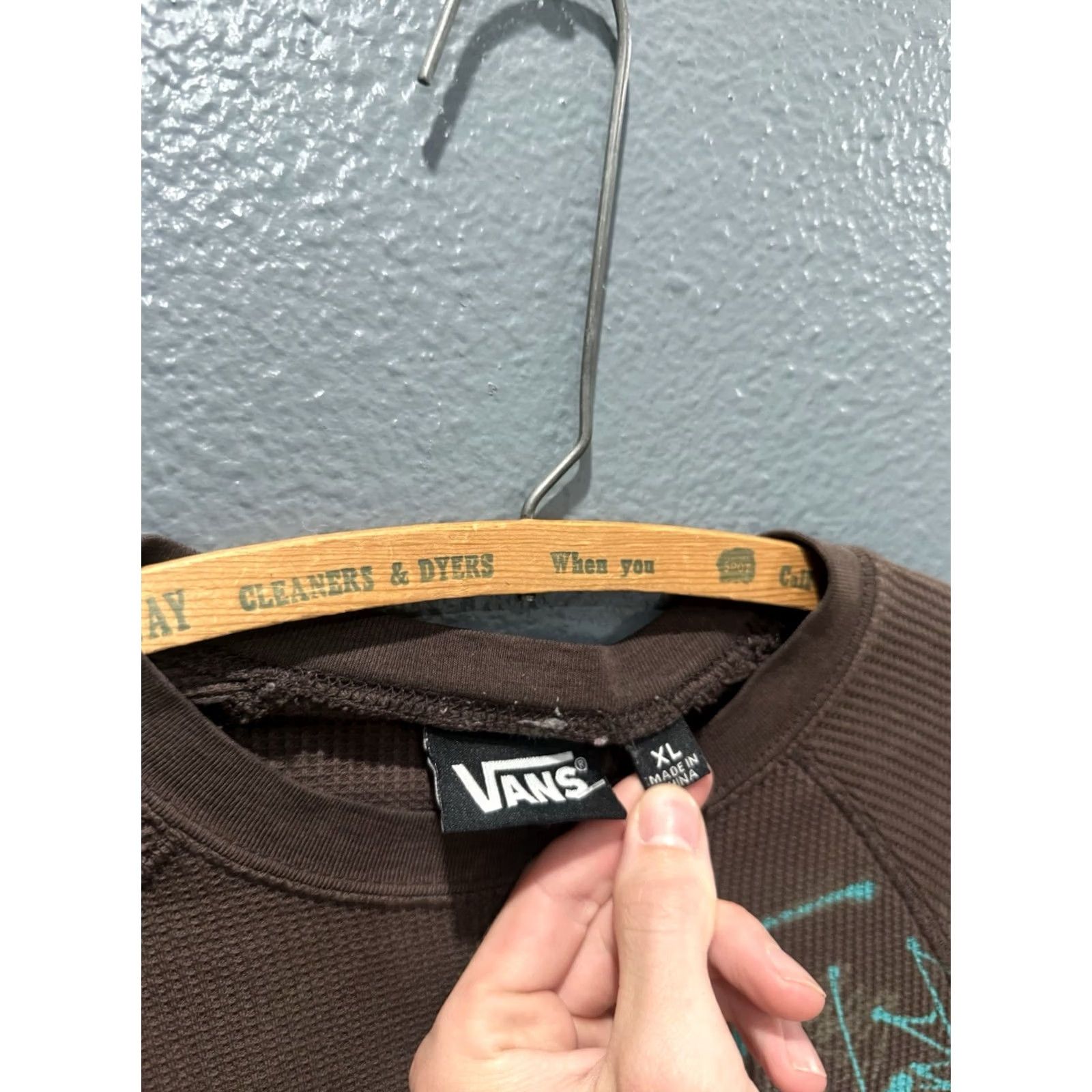 Vans VANS Brown Waffles Thermal Long Sleeve T-Shirt Cotton Size XL Womens Size XL / US 12-14 / IT 48-50 - 2 Thumbnail