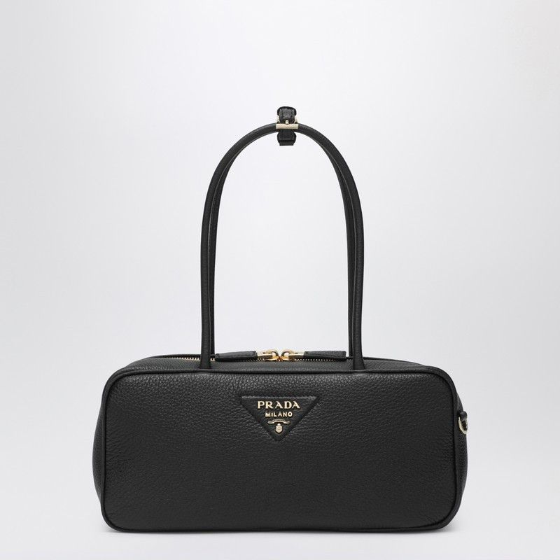 Prada Medium Black Leather Bowling Bag