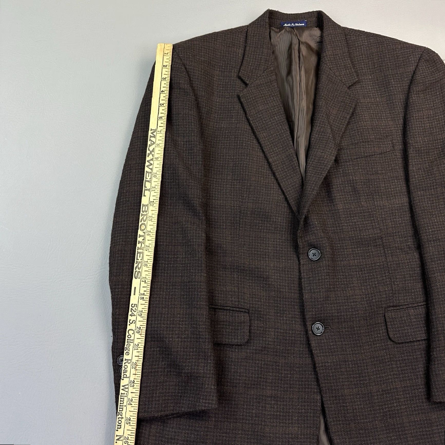Vintage Alan Flusser Sport Coat Mens 44R Brown Plaid Wool Cashmere Blazer Jacket Casual Size 44R - 4 Thumbnail