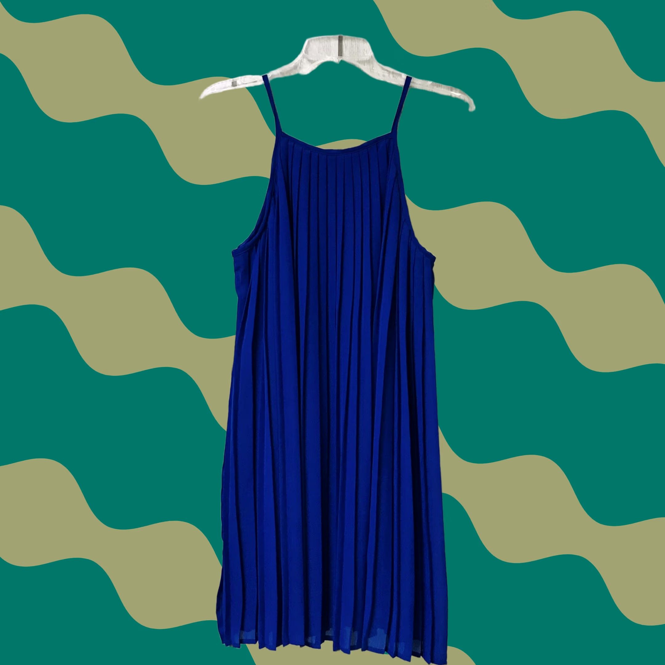 Vintage Vanilla Bay Woman Royal Blue A-Line Spaghetti Strap Sleeveless Mini Cami Dress S Size S / US 4 / IT 40 - 1 Thumbnail