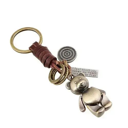 Other Vintage Leather Circle Cartoon Bear Keychain Size ONE SIZE - 2 Thumbnail