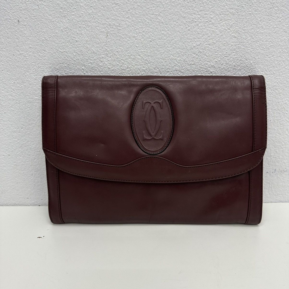 Cartier ‼️YES‼️ AUTHENTIC MUST DE CARTIER BURGUNDY LEATHER CLUTCH BAG Size ONE SIZE - 3 Thumbnail