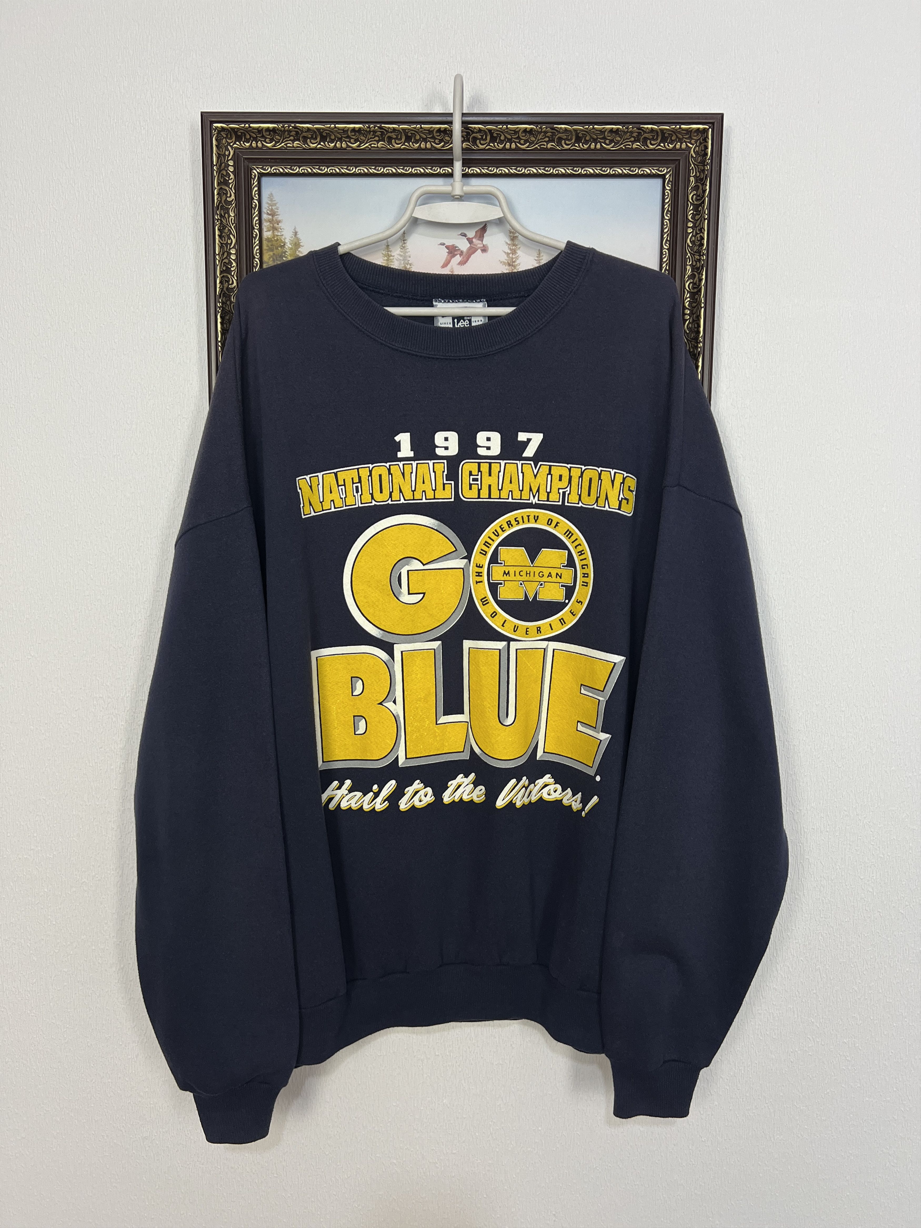 Lee Michigan Wolverines Sweatshirt Champions Over Print Crewneck Size US XXL / EU 58 / 5 - 1 Thumbnail