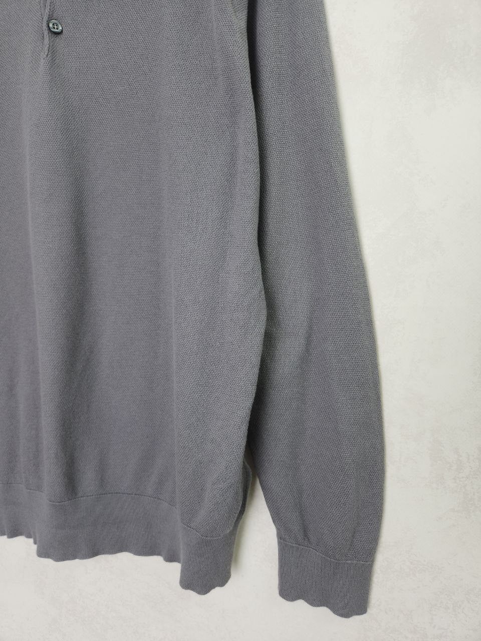 John Smedley John Smedley Made in England Ash Grey Cotton Polo Sweater Size US L / EU 52-54 / 3 - 6 Thumbnail