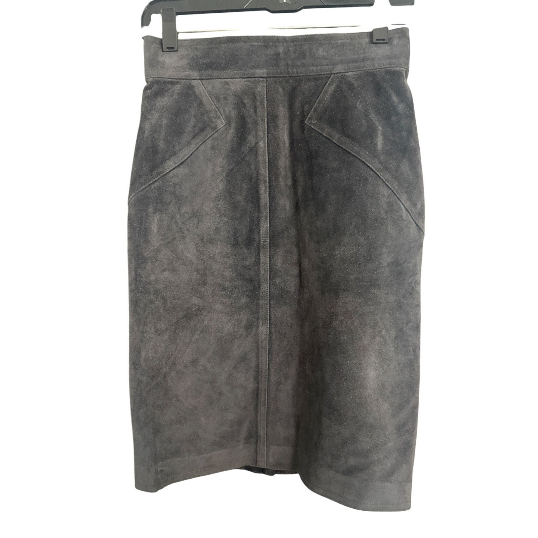 Designer Alaïa Paris Vintage Gray Suede High Waist Skirt Size 38 Made Size 27" / US 4 / IT 40 - 1 Thumbnail
