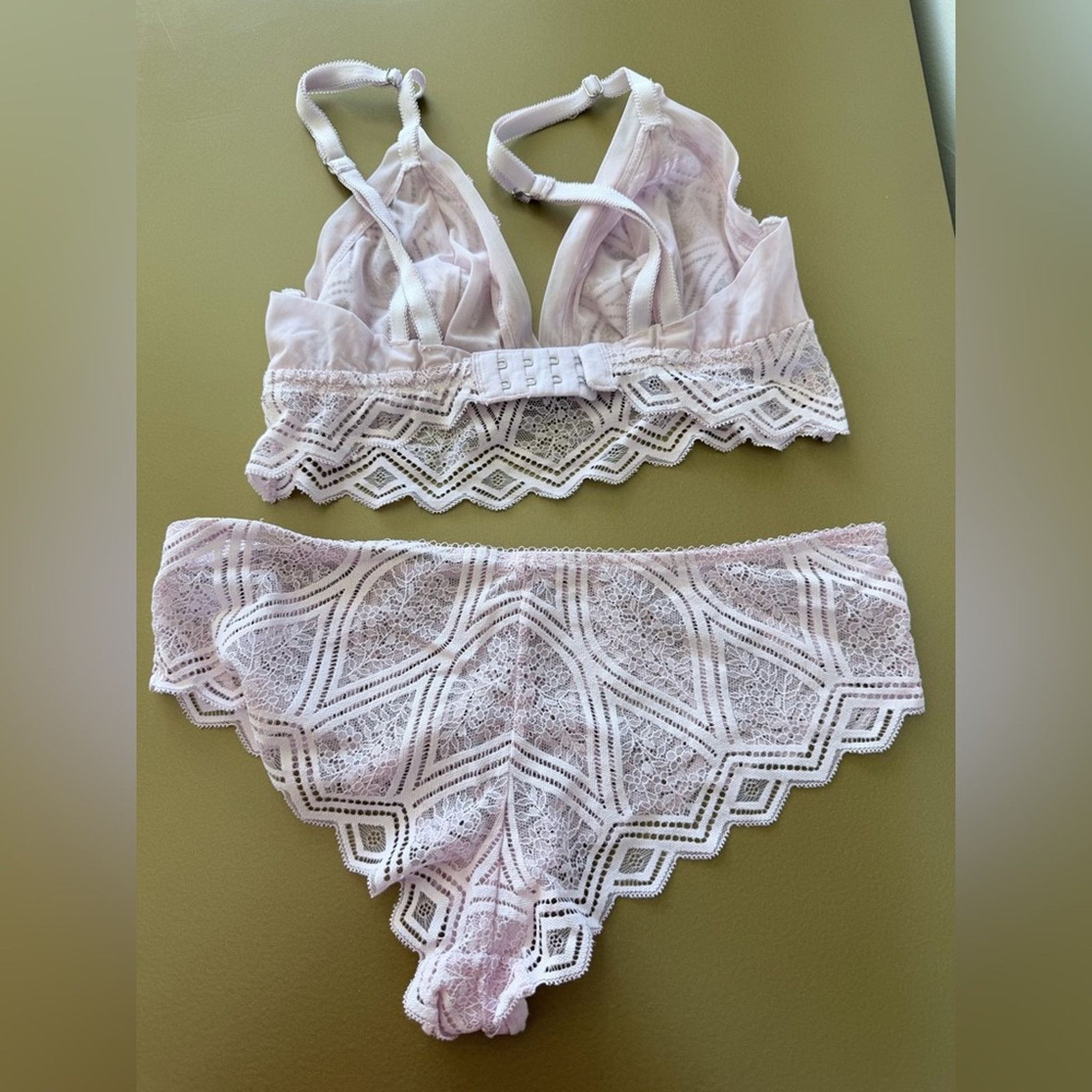 Other Light Pink Lace Bralette & Bikini Set M for bra Panties S Size ONE SIZE - 7 Thumbnail