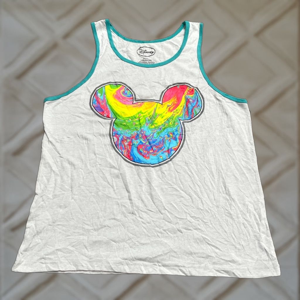 Disney Disney Mickey Melt Tank Top Mens Large Gray Sleeveless Cotton NWT Logo Casual Cotton USA Cartoon Size US L / EU 52-54 / 3 - 1 Thumbnail