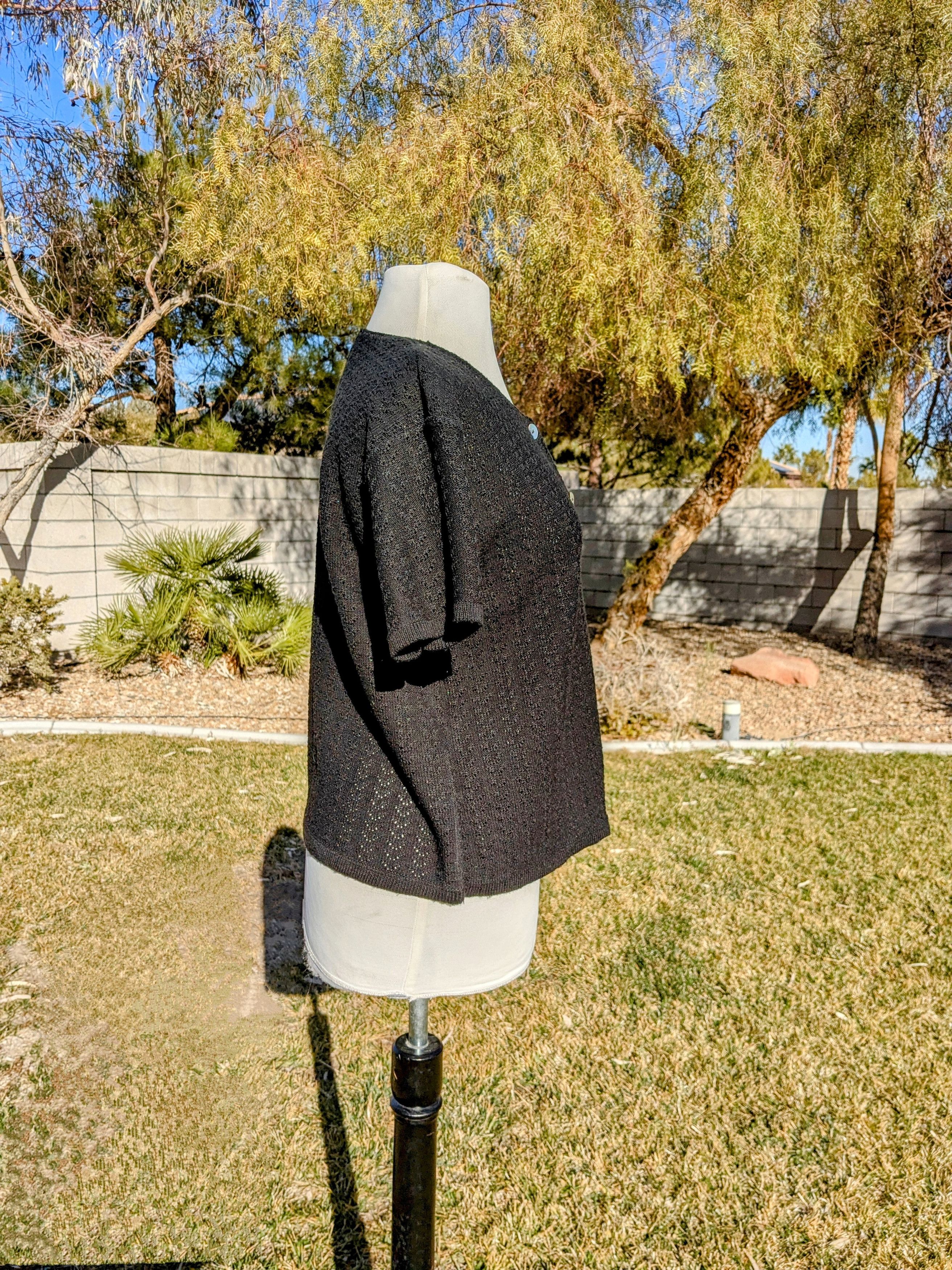 Designer Reba Rose Knit Button-Down USA Made Cardigan Sweater Top Size L / US 10 / IT 46 - 4 Thumbnail
